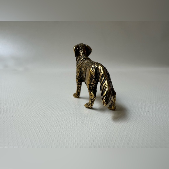Small Miniature Solid Brass Hunting Dog Retriever Figurine 2” Long by 1.5” Tall - Picture 4 of 7